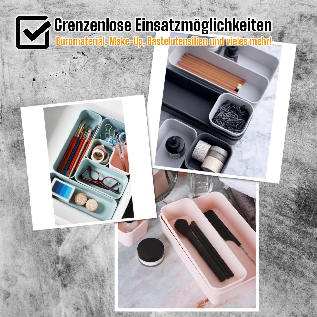 Engelland Schubladeneinsatz Schubladen-Organizer (Vorteils-Set, 6 St., individuelle Anordnung, passend für alle gängigen Schubladen), BPA-frei, spülmaschinengee – Bild 3 von 5