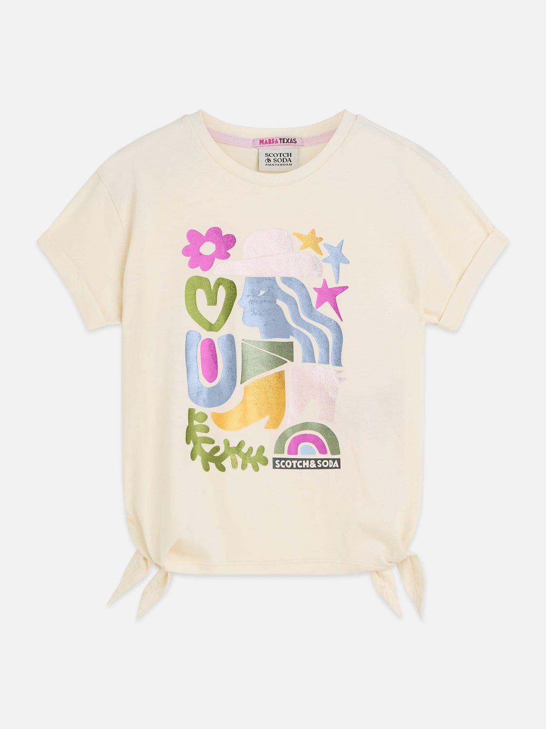 Scotch & Soda T-Shirt Scotch & Soda Kids T-Shirt „Knotted Artwork“ – Eggnog