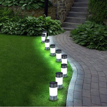 Globo LED Gartenleuchte, LED-Leuchtmittel fest verbaut, Neutralweiß, 9x Außen Steh Stand Lampe Solar Steck Erdspieß Leuchte Garten