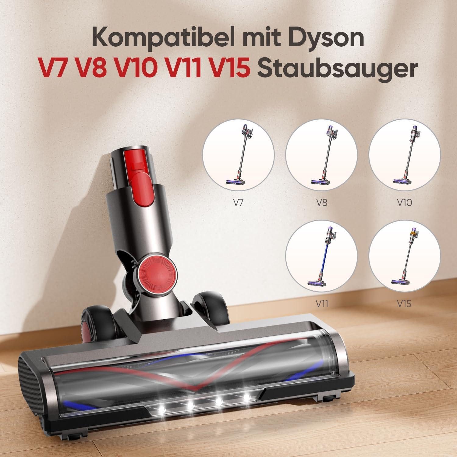 Refined Living Staubsaugerdüsen-Set Ersatzbürste, kompatibel mit Dyson V7 V8 V10 V11 V15 Softroller Bürste, Zubehör für kompatibel mit Dyson V7 V8 V10 V11 V15 Softroller Bürste, (Zubehör für kabellose Staubsauger, elektrische Softroller Bodendüse, Bürstenkopf kompatibel mit Dyson, Turbobürste für Dyson, Softroller Bürste, Bodendüse, 1-tlg., 2 Austauschbare Walzen, Flexible Rotation, Leichte Montage), 180° Schwenkkopf,abnehmbar, für Teppich, Hartboden