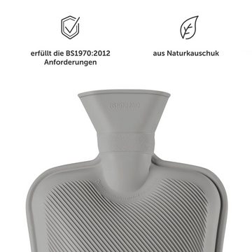 Blumtal Wärmflasche mit Premium Vliesbezug in Samtoptik, (aus Naturkautschuk für Kinder und Erwachsene), Auslaufsichere Wärmflasche mit Bezug zur Schmerzlinderung