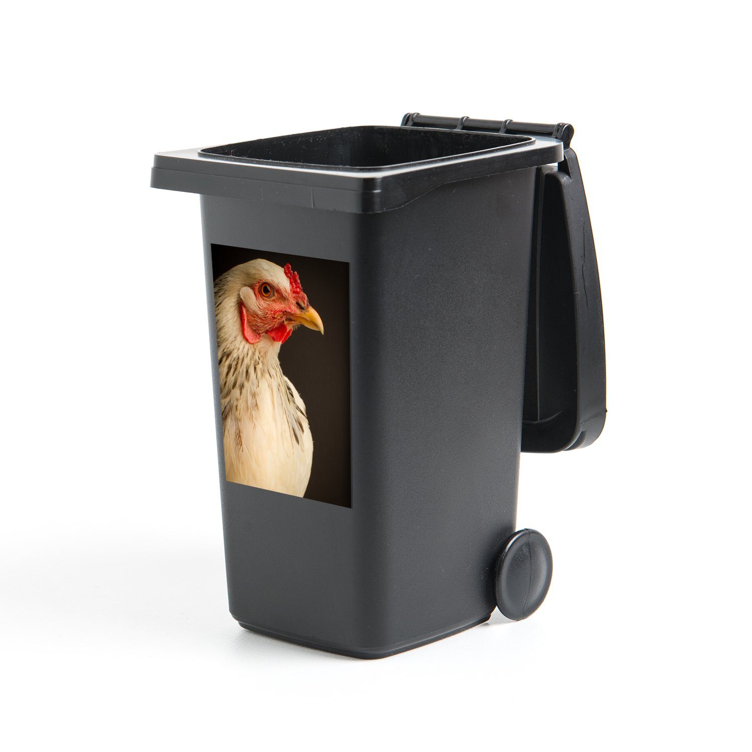 MuchoWow Wandsticker Brahma-Huhn vor einem schwarzen Hintergrund (1 St), Mülleimer-aufkleber, Mülltonne, Sticker, Container, Abfalbehälter