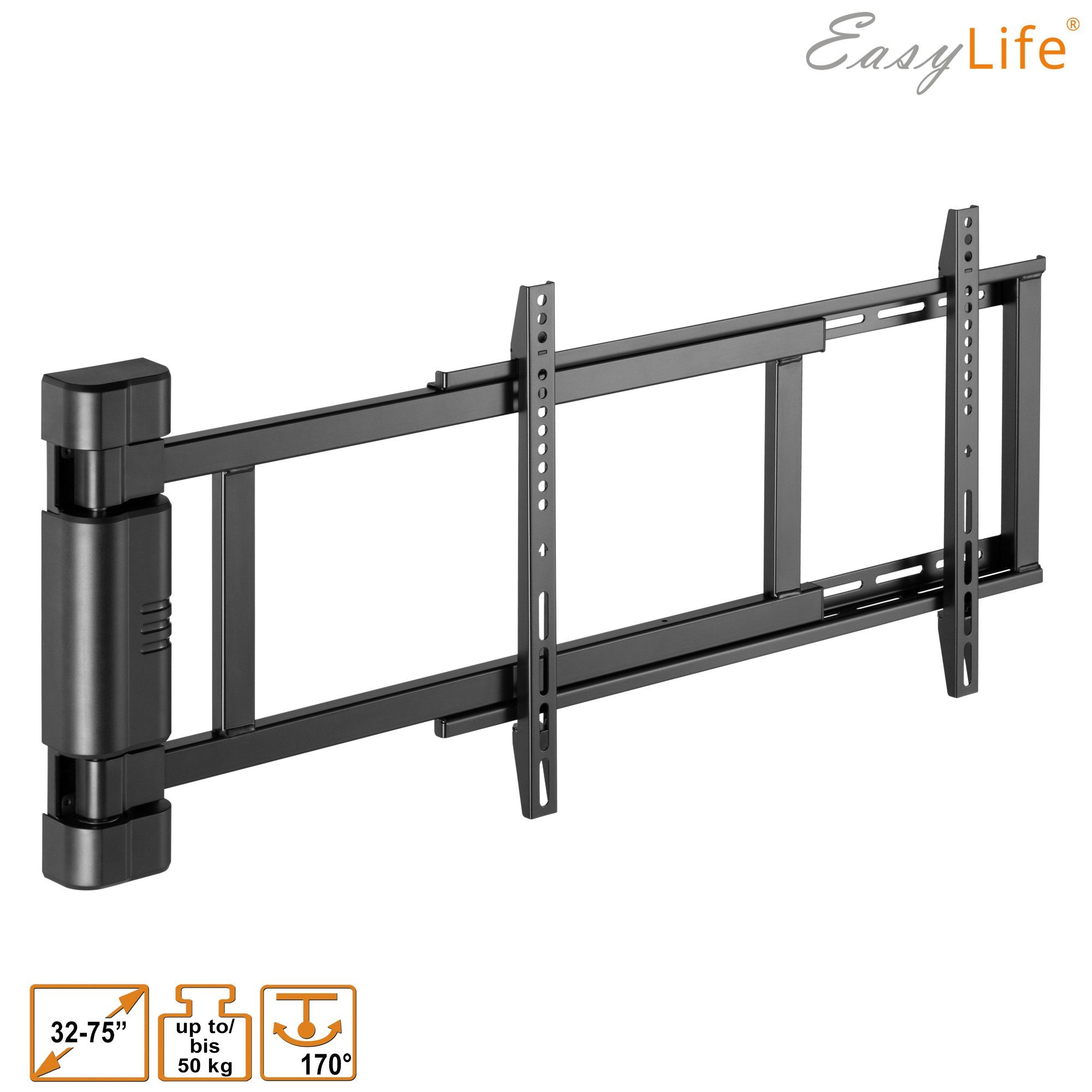EasyLife TV-Wandhalterung TV Wandhalterung elektrisch schwenkbar, 32-75", VESA 600x400 (schwarz), (bis 75 Zoll)
