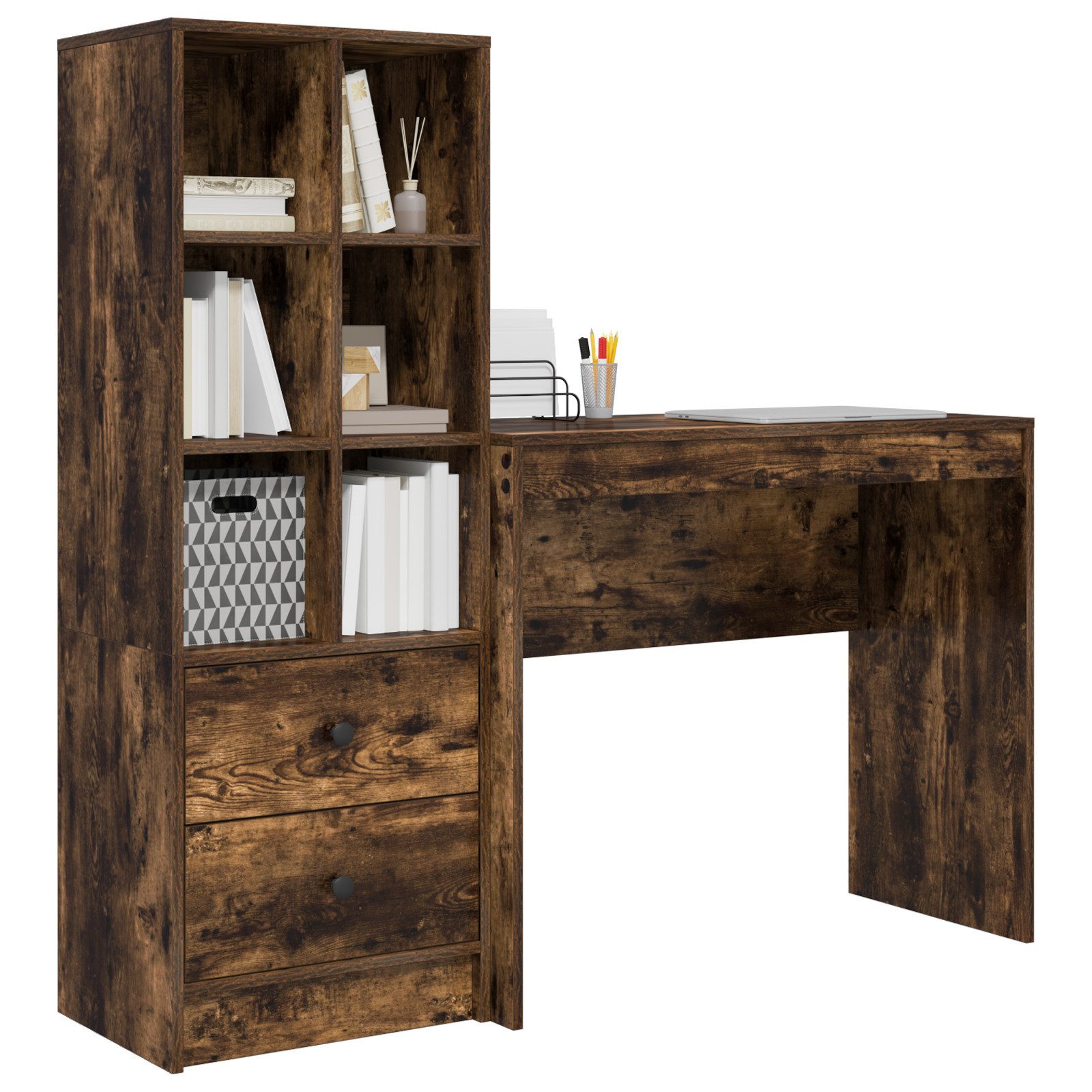 vidaXL Sideboard Schreibtisch mit Stauraum Geräucherte günstig online kaufen