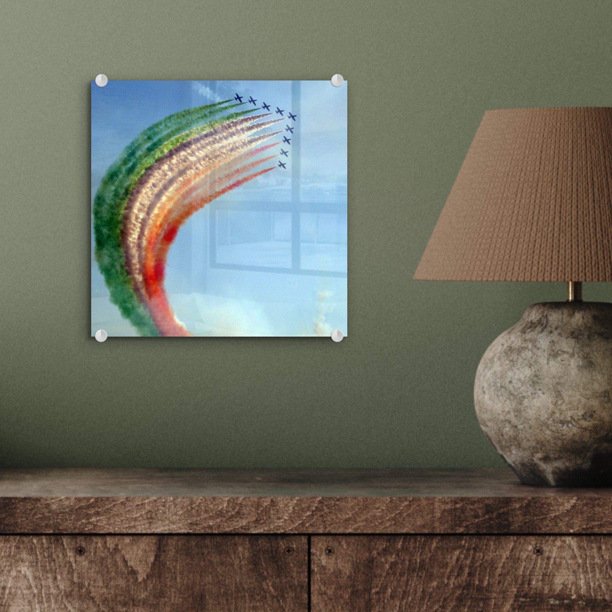 zeigen - MuchoWow fliegen Jets Wanddekoration Formation St), Glas und Glas Italienische - Acrylglasbild in Foto Glasbilder Bilder italienische, auf - die (1 auf Wandbild