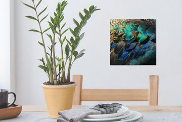 OneMillionCanvasses® Leinwandbild Federn - Pfauenfedern - Pfau - Blau - Kunst, (1 St), Leinwand Bilder für Wohnzimmer Schlafzimmer