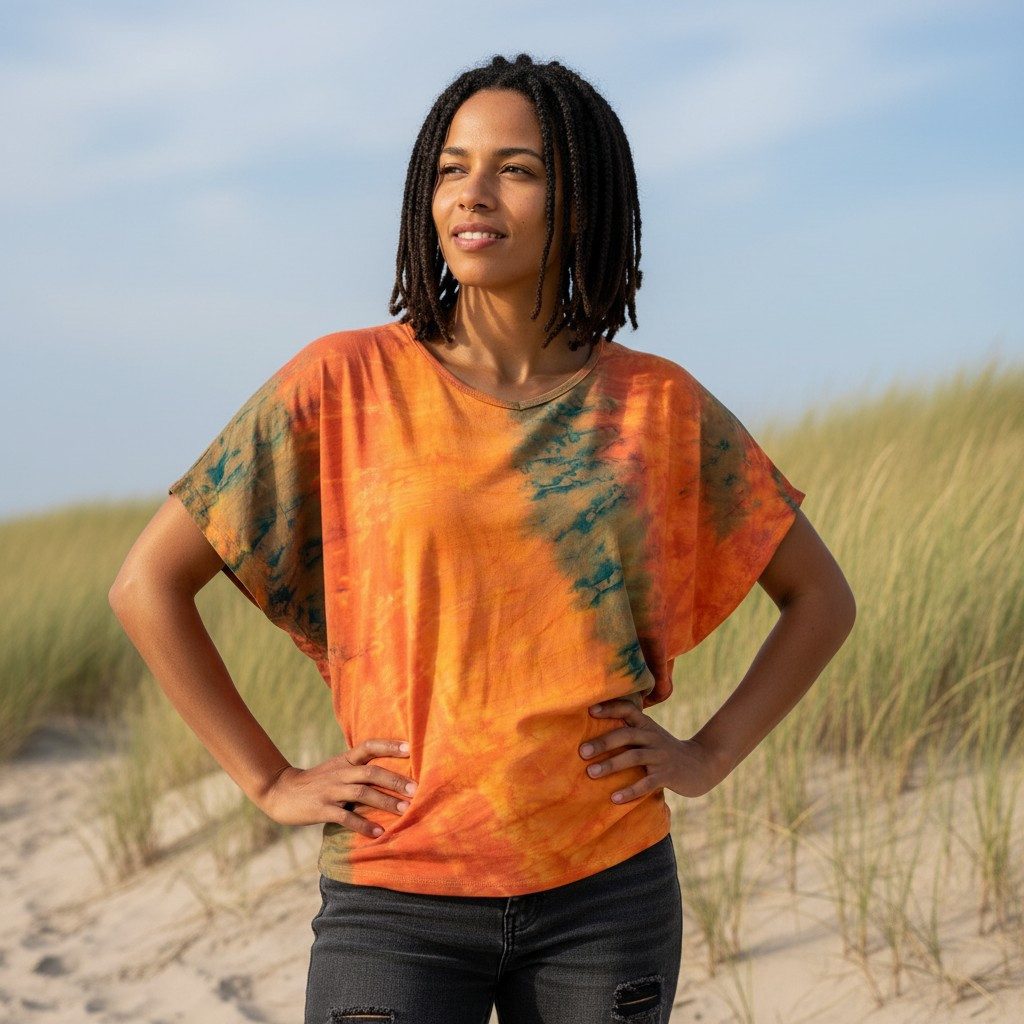 Guru-Shop T-Shirt Batikshirt mit Fledermausärmeln, lockeres.. Festival, Eth günstig online kaufen