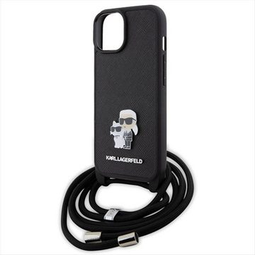 KARL LAGERFELD Smartphone-Hülle Karl Lagerfeld Apple iPhone 15 Plus Schutzhülle Saffiano Metal Pin