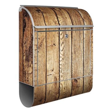 banjado Wandbriefkasten Stahl Geöltes Holz (Wandbriefkasten witterungsbeständig, pulverbeschichtet, mit Zeitungsfach), 39 x 47 x 14cm