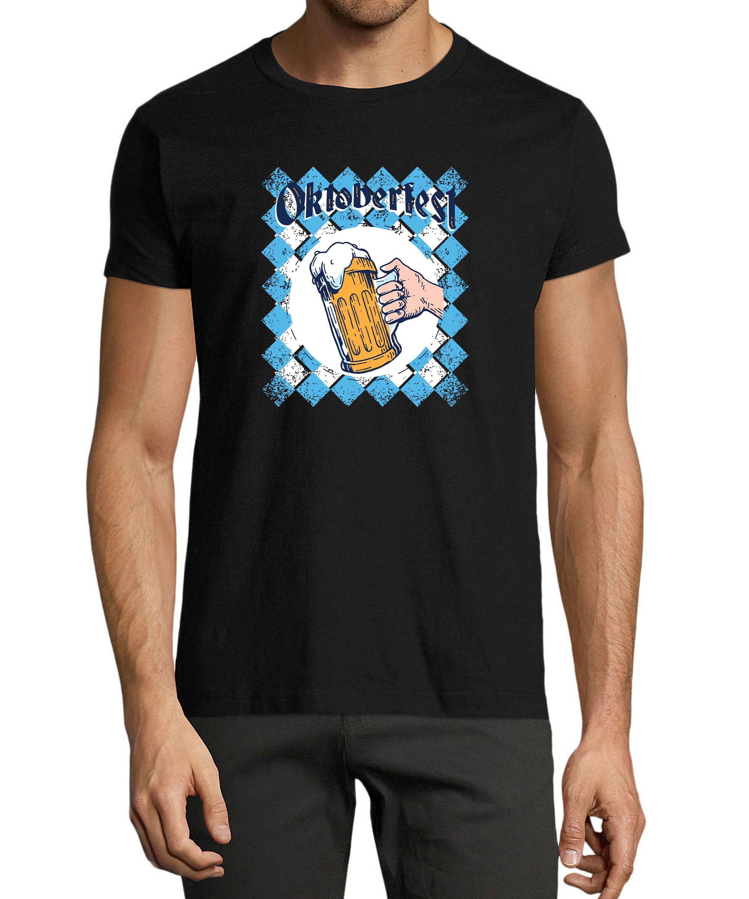 MyDesign24 T-Shirt Herren Print Shirt - Trinkshirt Bierglas Oktoberfest T-Shirt Baumwollshirt mit Aufdruck Regular Fit, i319 schwarz
