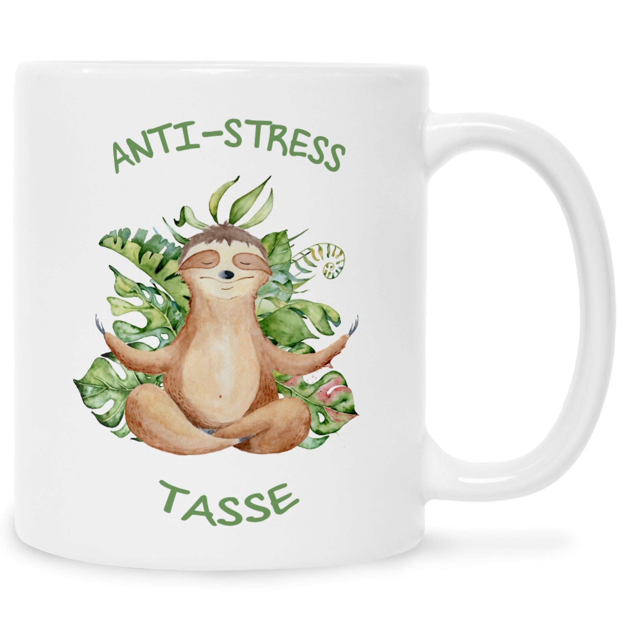 GRAVURZEILE Tasse Bedruckte Tasse mit Spruch - Anti-Stress Tasse, Keramik, lustige Spruchtasse mit Faultiermotiv für Sie & Ihn Weiß