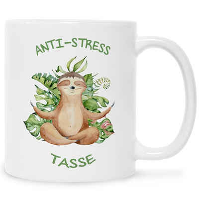 GRAVURZEILE Tasse mit Spruch Anti-Stress Tasse, Keramik, Farbe: Weiß