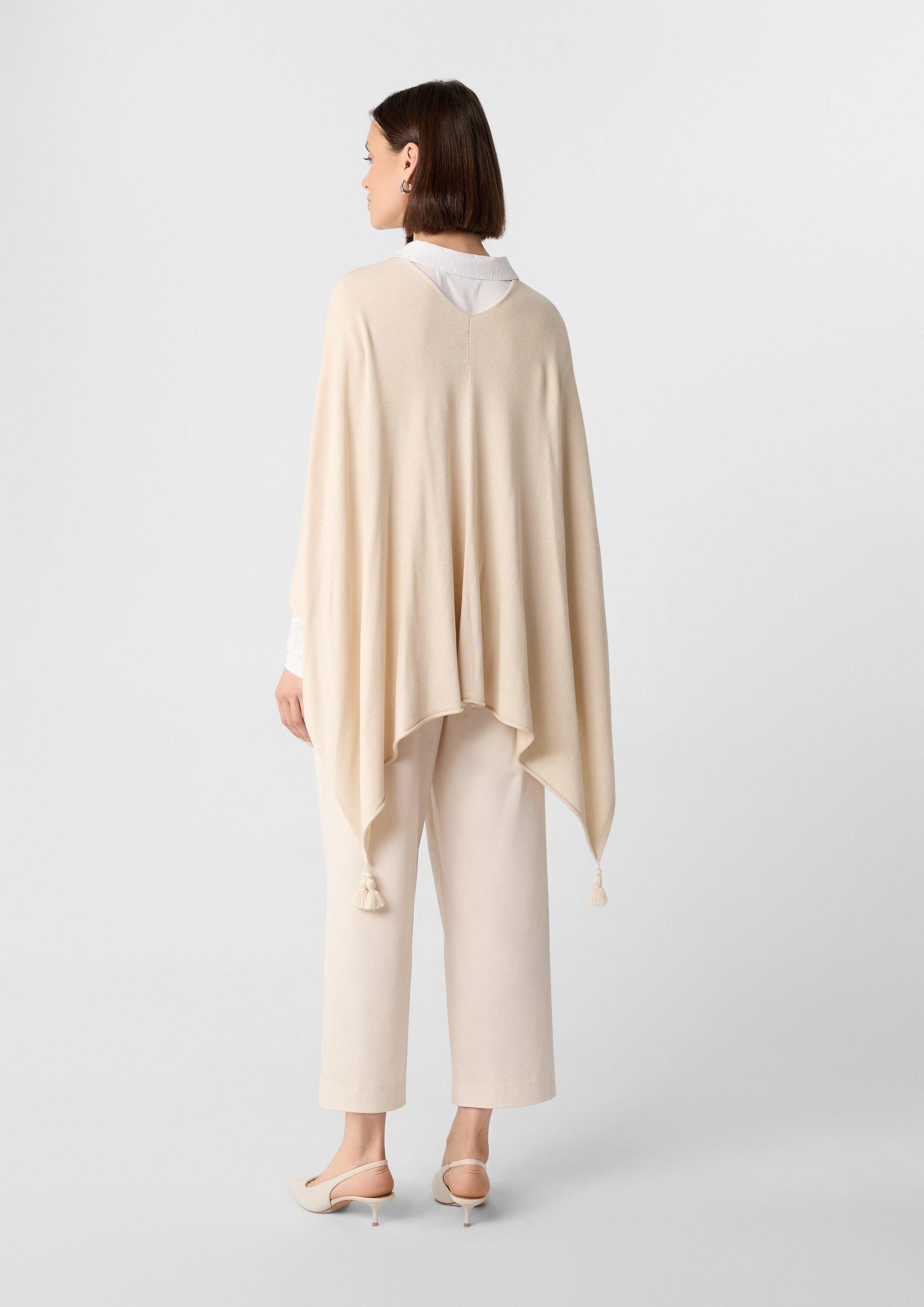comma Poncho Indoor-Poncho Feinstrick-Poncho mit Quasten