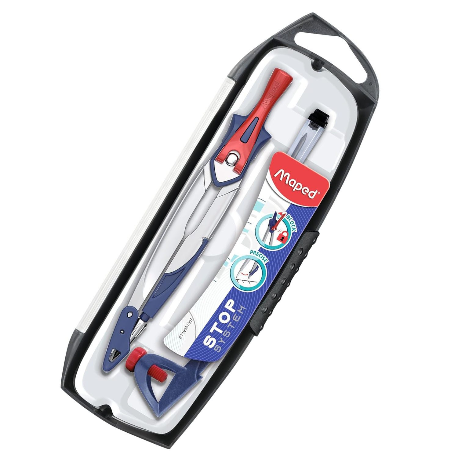 MAPED Zirkel Maped Zirkelkasten Stop System, 3-teilig, blau