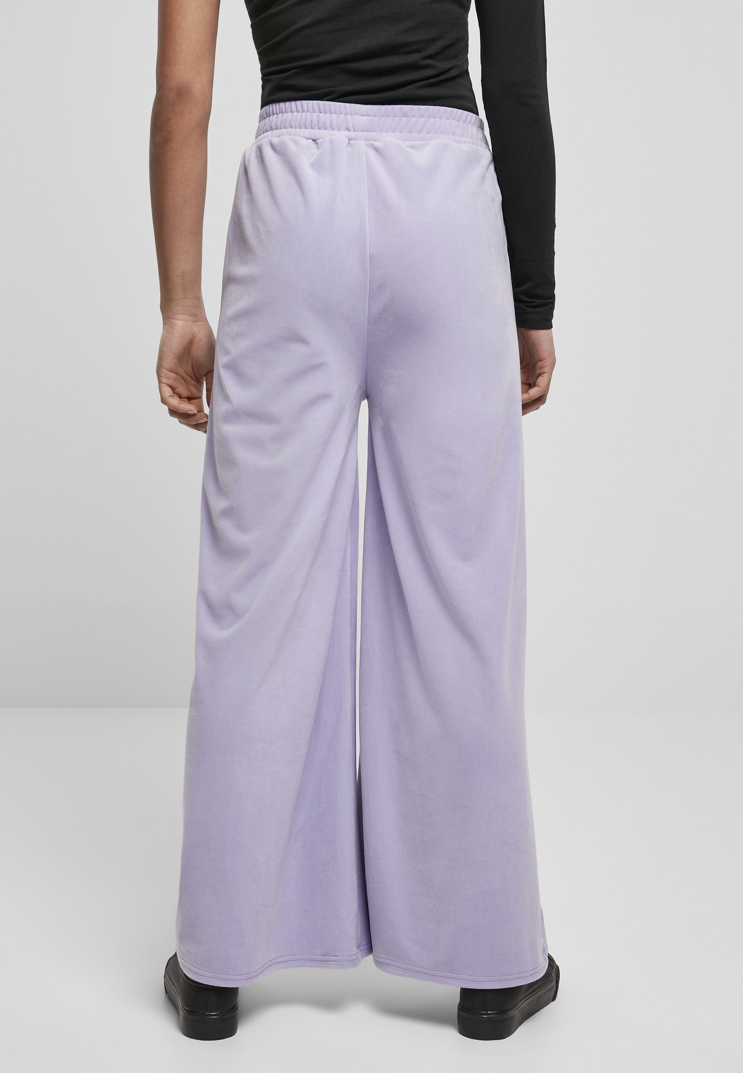 URBAN CLASSICS lavender (1-tlg) Straight Stoffhose Ladies Damen Waist Velvet High Sweatpants