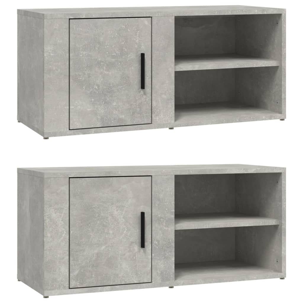 Holzwerkstoff 80x31,5x36 Betongrau 2 TV-Schränke furnicato Stk. cm TV-Schrank