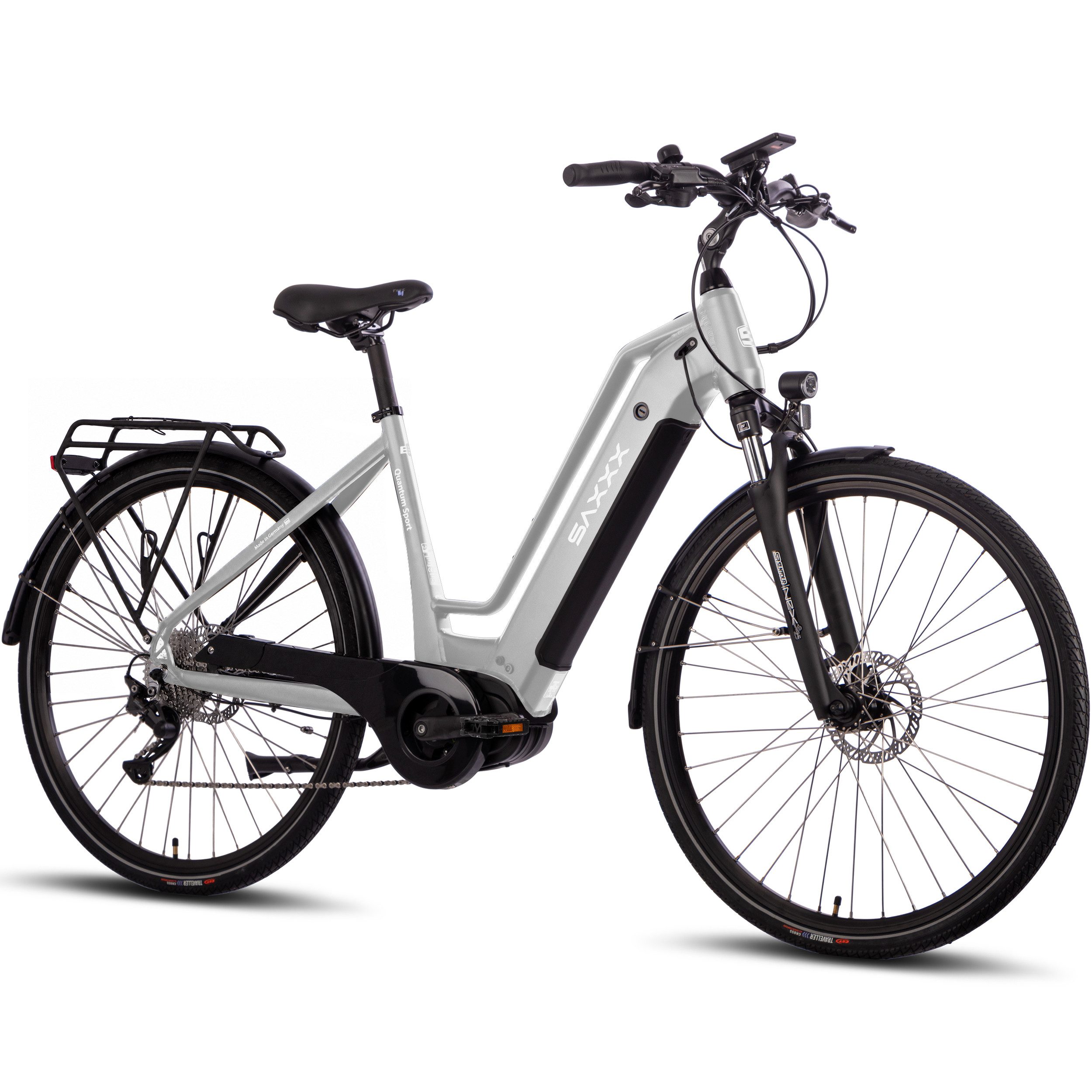 SAXXX E-Bike Cityrad 20 Zoll, 80Nm Mittelmotor, bis zu 100km, für Damen und Herren, 10 Gang SHIMANO Deore Schaltwerk, Kettenschaltung, Mittelmotor, 540 Wh, (Gepäckträger bis 25 kg, Max. 130 kg, hydr. Scheibenbremsen), Elektrofahrrad, StVZO Pedelec, Trekki
