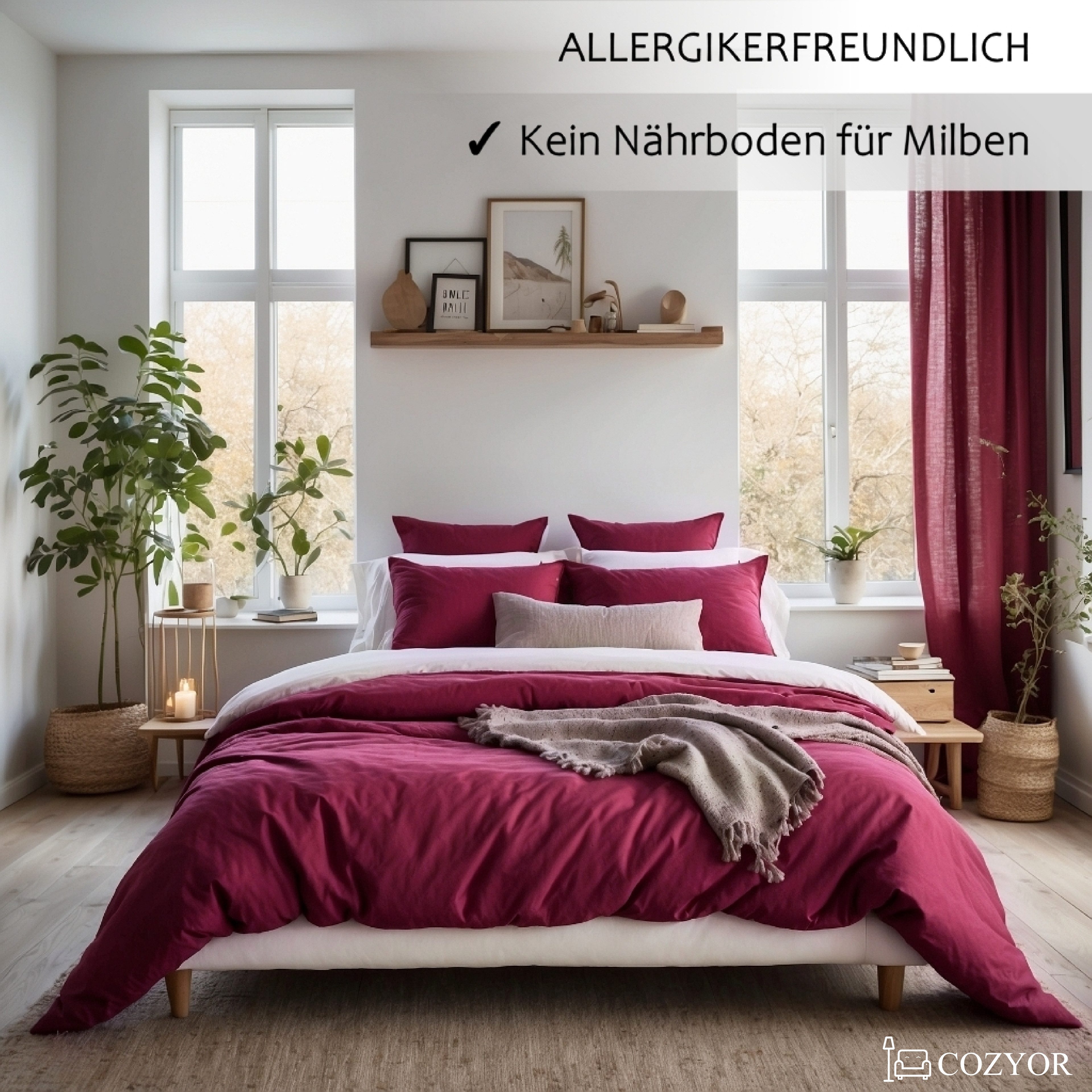 Cozyor Bettwäsche Allergiker Bettwäsche extra weich, 135x200 155x200 155x220 200x200, Mikrofaser, 2 teilig, allergikerfreundlich – Bild 4 von 5