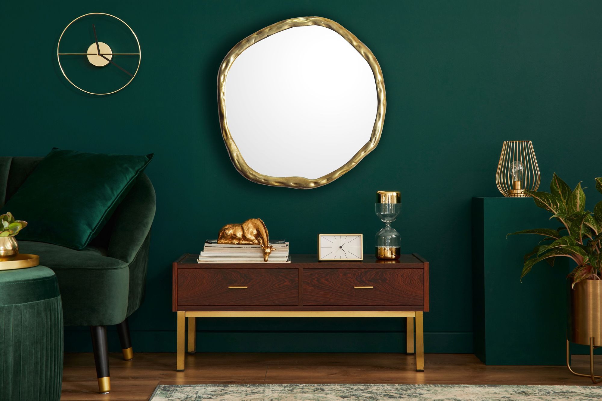 furnicato Spiegel Wandspiegel asymmetrisch 60x60 cm Goldfarben (1-St), Handgefertigtes Design-Glas mit strukturierter Optik für den Flur