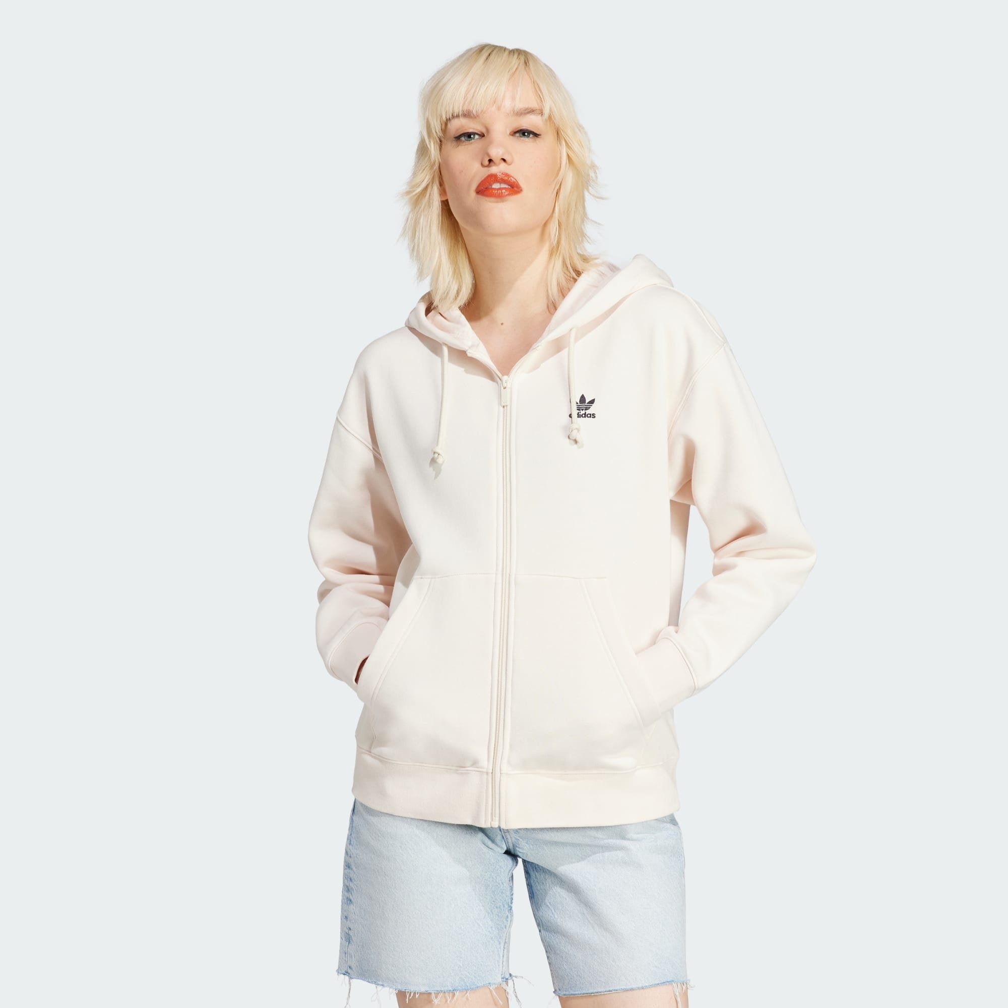 adidas Originals Hoodie ESSENTIALS FULL-ZIP BOYFRIEND KAPUZENJACKE Wonder White | Sweatshirts