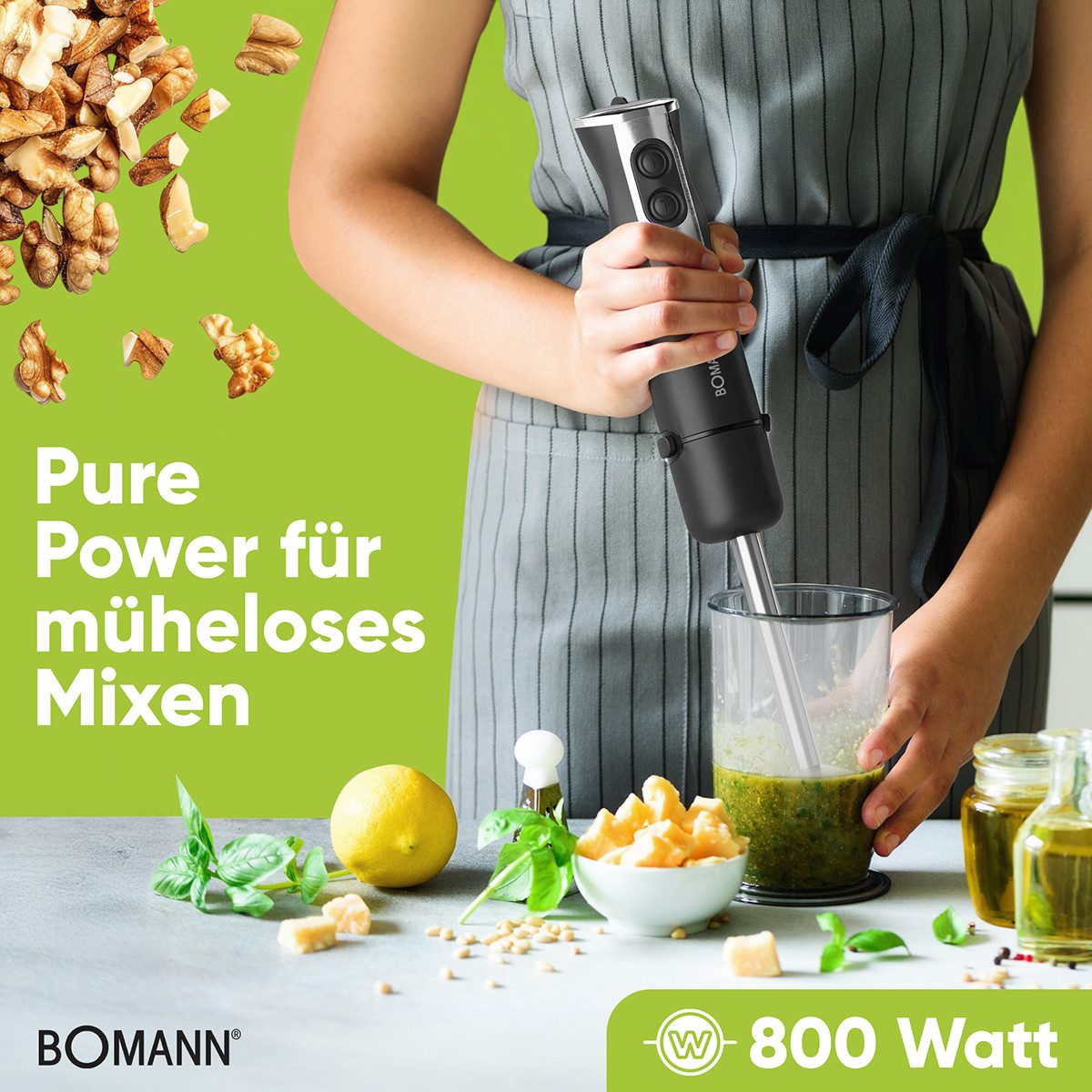 BOMANN Stabmixer SM 6082 CB, Stabmixer 800 Watt, mit Turbo-Funktion