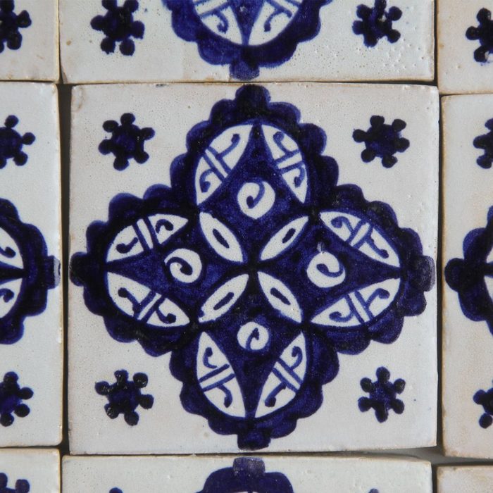 Casa Moro Wandfliese Orientalische Handbemalte Fliese Fati HBF8180 Blau und Beige handgetöpfert und handbemalt