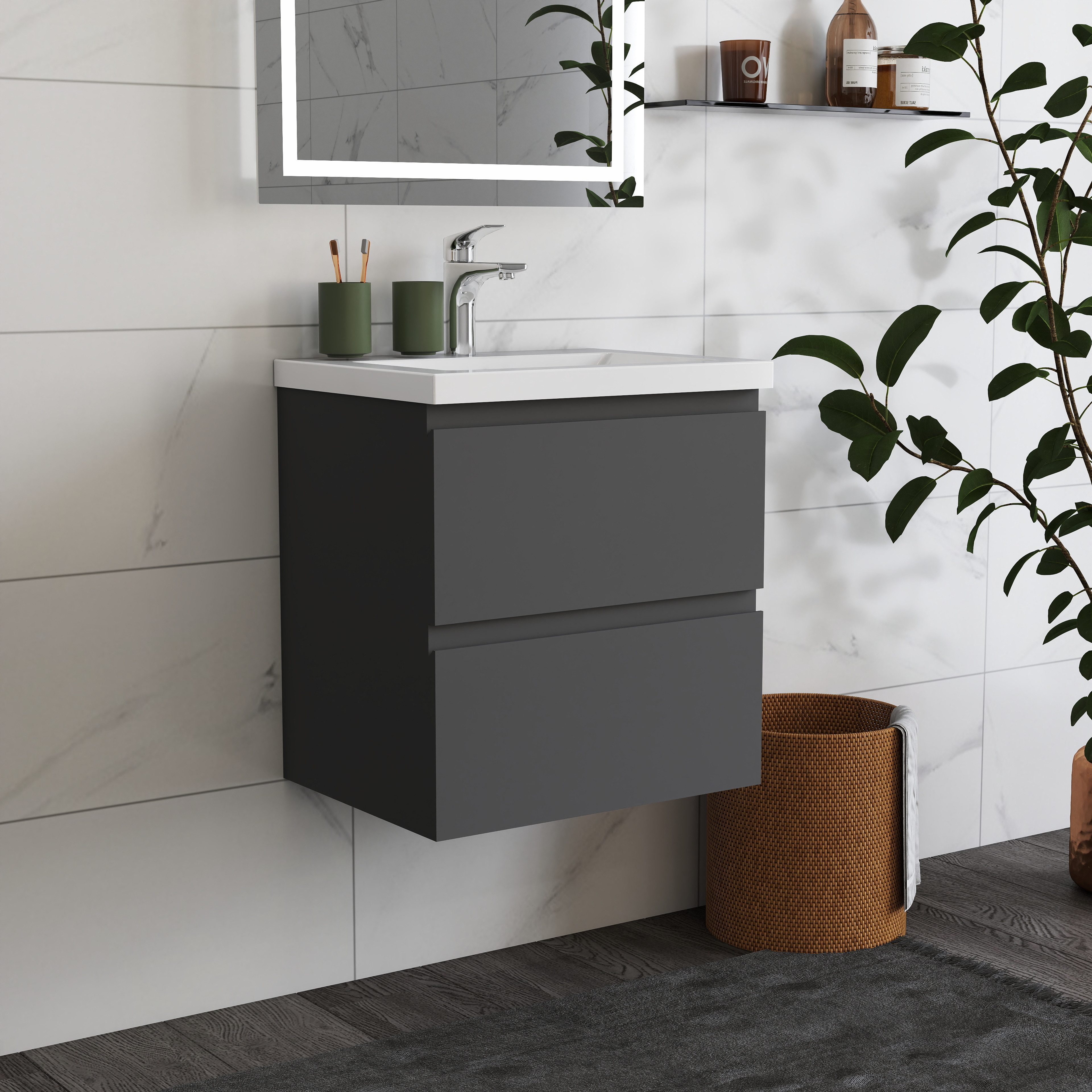 Waschtisch Waschbecken mit Unterschrank Badschrank Waschplatz Badmöbel Set