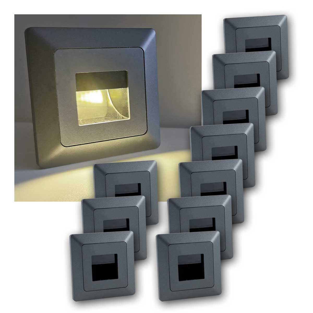 ChiliTec LED Einbauleuchte 10x MILOS LED Einbauleuchte COB, anth mit Rahmen