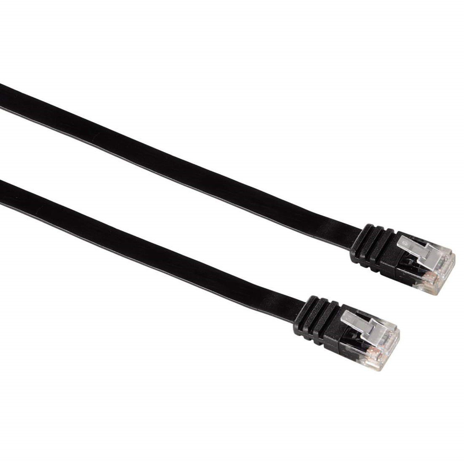 Hama Netzwerkkabel Flach 5m Ethernet Patch-Kabel LAN-Kabel, RJ45, Kein (500 cm), Ideal zur Verlegung unter Teppich Türen Fußleisten