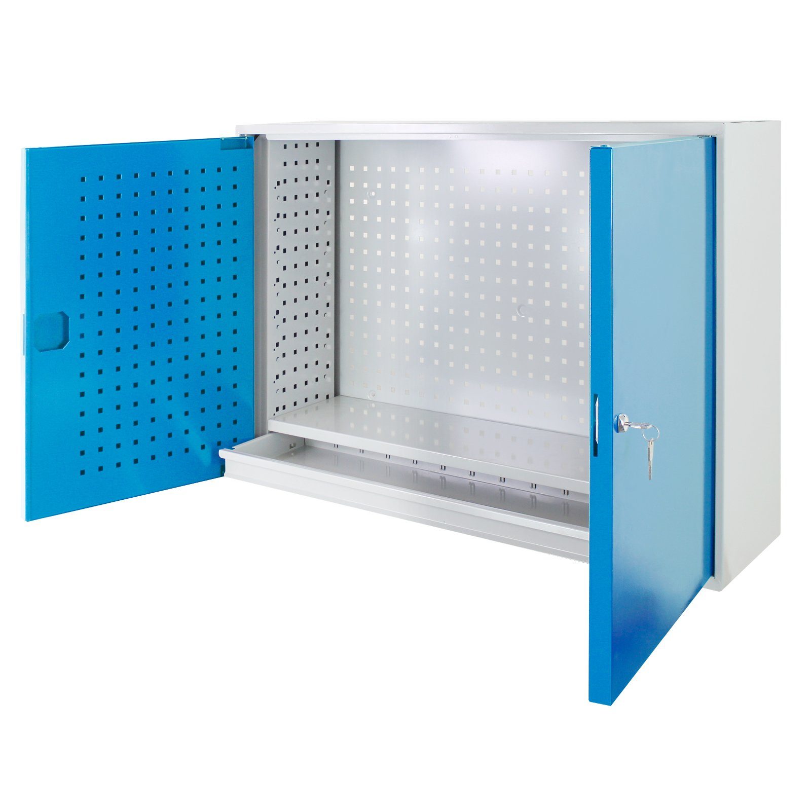 PROREGAL® Werkzeugschrank Werkzeugwandschrank + 1 mit Lichtblau + 2 75 HxBxT Türen 1 Schublade, Fachboden