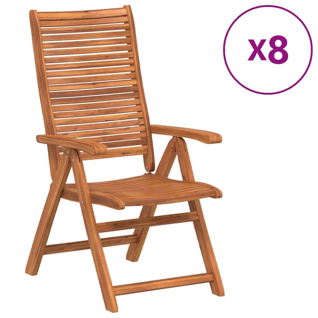 vidaXL Gartenstuhl 8 Stück verstellbare Klappstühle, 56 x 72 x 107 cm, Massivholz (8 St), 8 Stück verstellbare Klappstühle, 56 x 72 x 107 cm, Massivholz Akazie