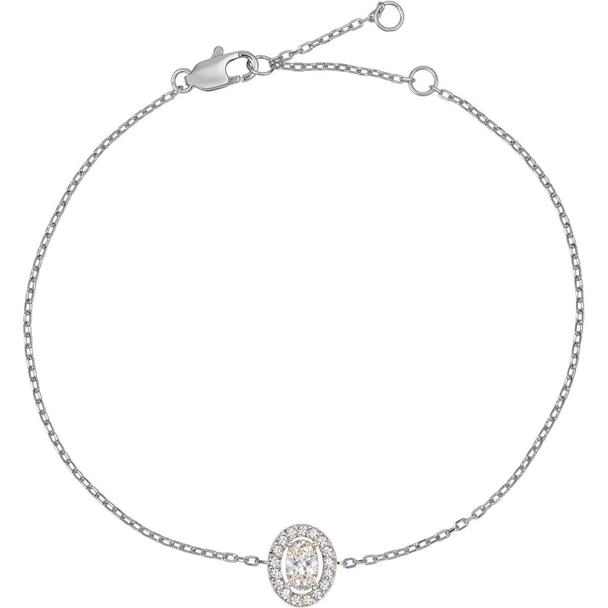 Jacques Lemans Edelstahlarmband S-B246A, Damenarmband Edelstahl mit Zirkonia Silber/Weiß