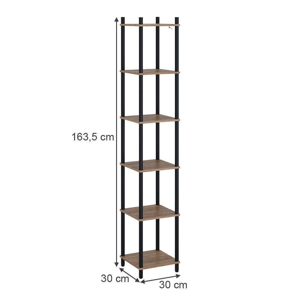 Vicco Eckregal Bivio, Goldkraft Eiche/Anthrazit, 30 x 163.5 cm 6 Ablageflächen, 1-tlg.