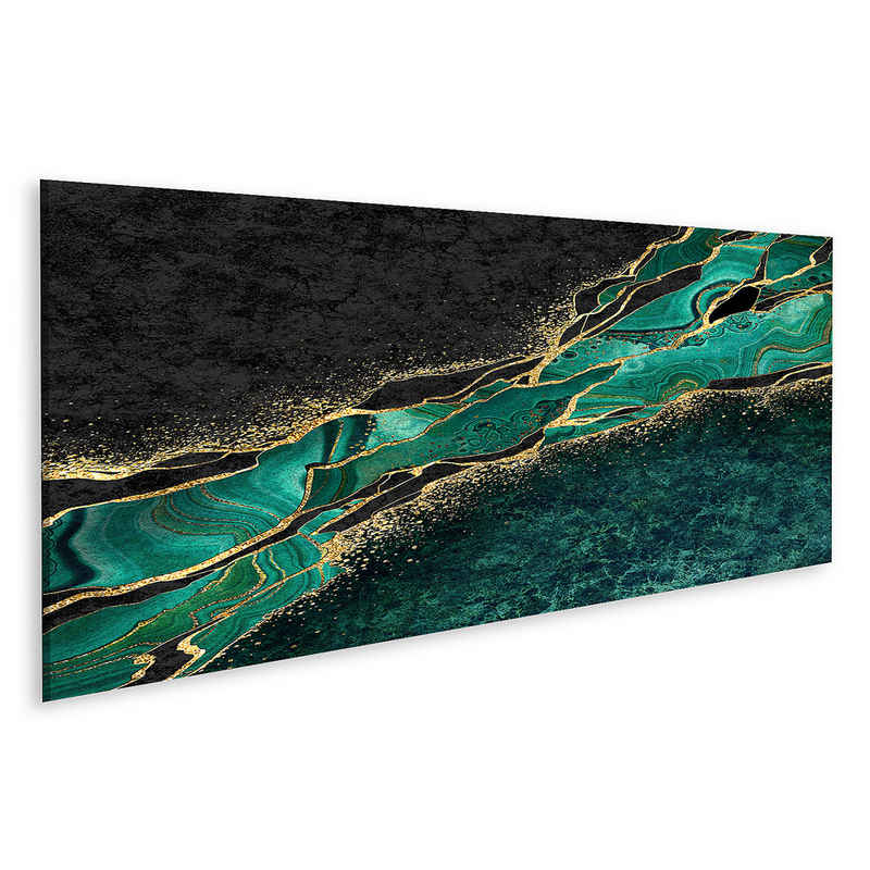 islandburner Leinwandbild Abstrakter Hintergrund aus schwarzem Marmor und grünem Malac Bilder