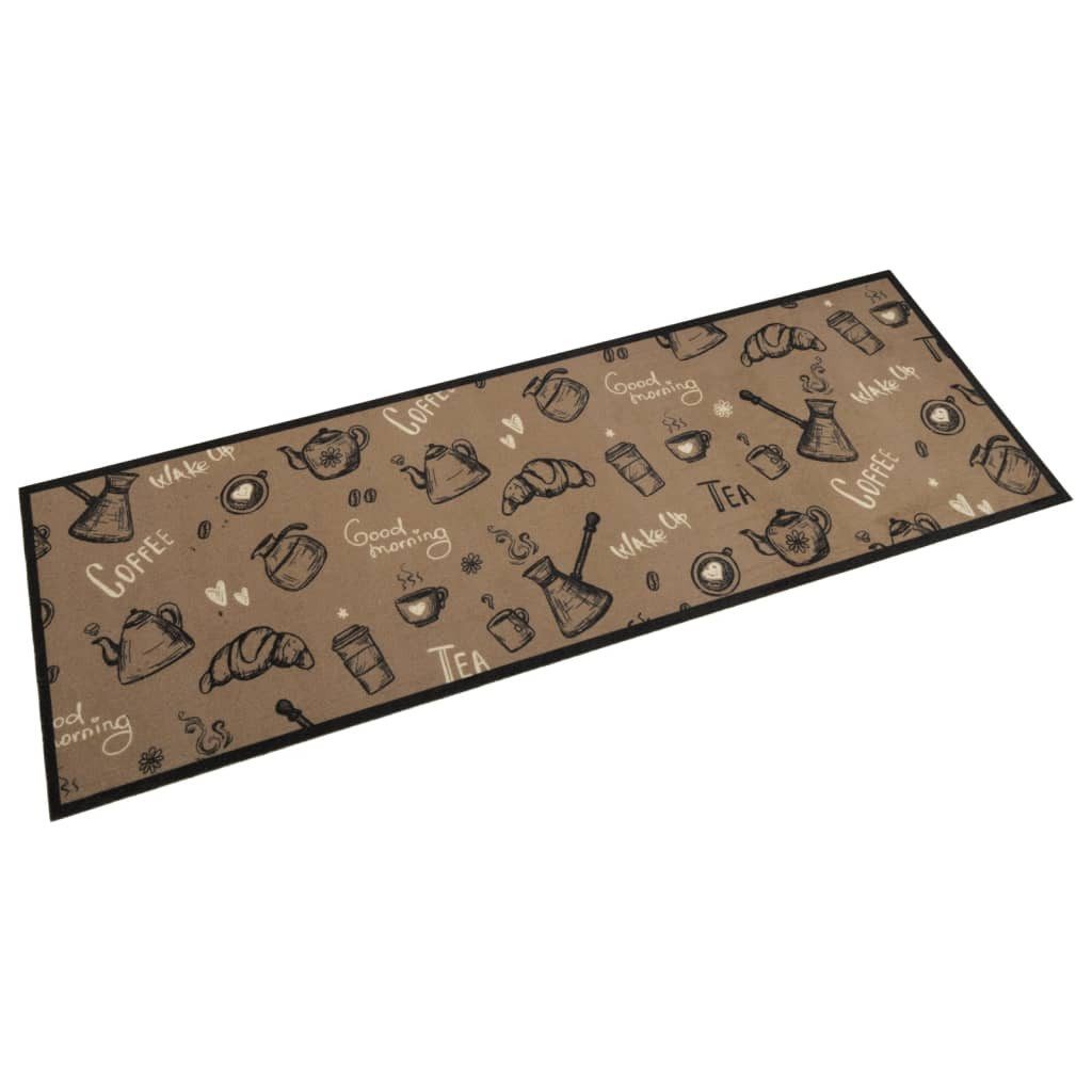 vidaXL Teppich Läufer Brücke Küchenteppich Waschbar Morgen Braun 60x180 cm Samt, Höhe: 0 mm