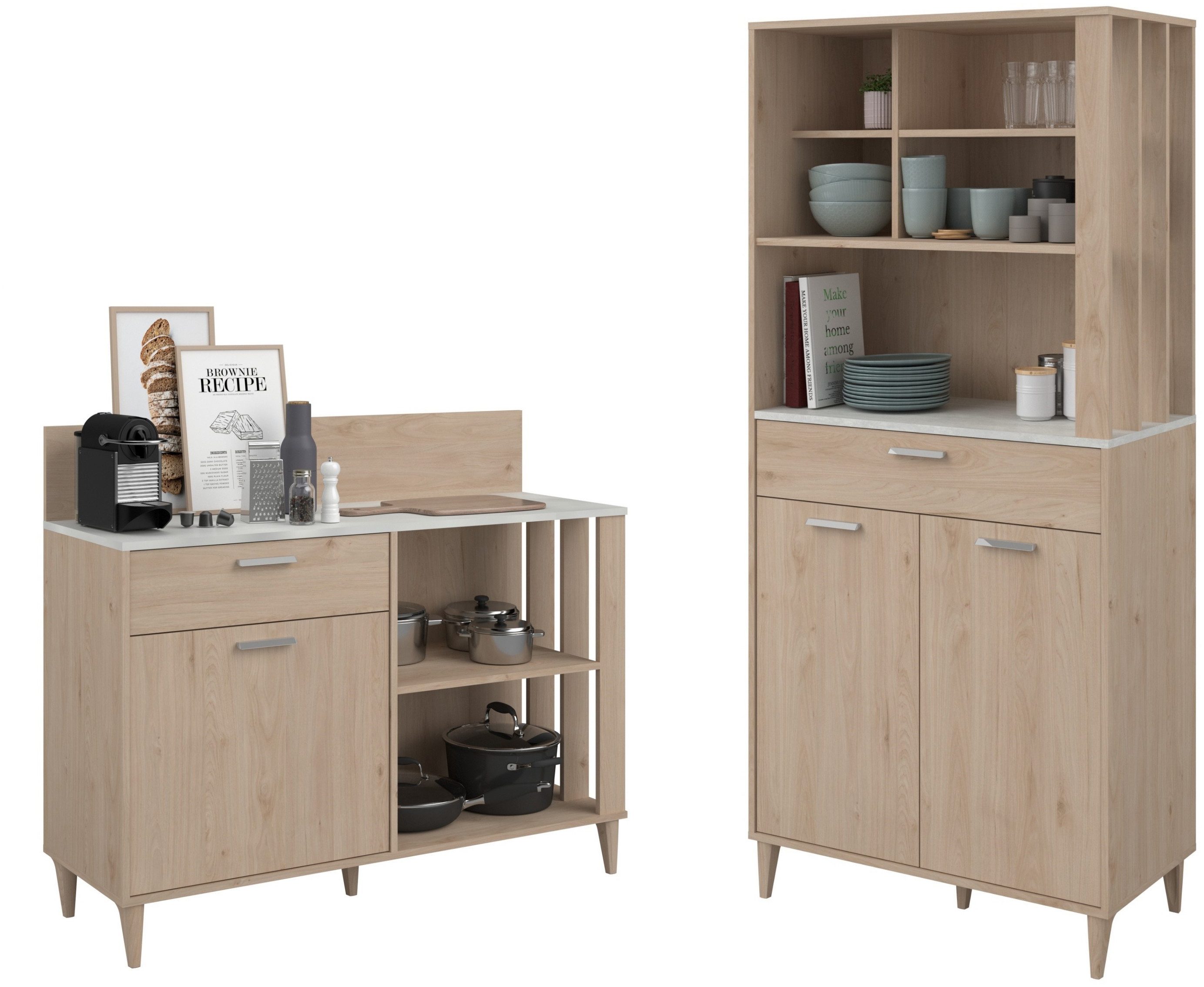 Parisot Schrank-Set Gala 2, (Set, 2-St), dekorative Claustra an den Seiten der oberen Fächer