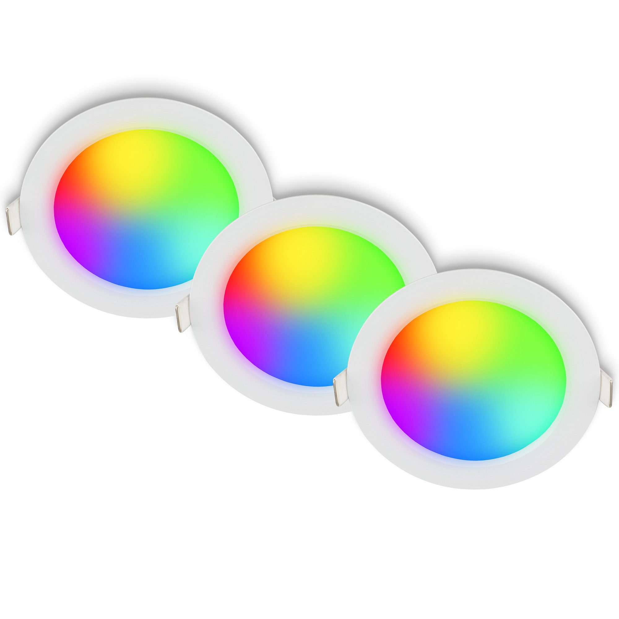 Briloner Leuchten LED Einbaustrahler 3er-Set Stufenlos dimmbar Fernbedingung RGB Licht, Dimmfunktion, LED fest integriert