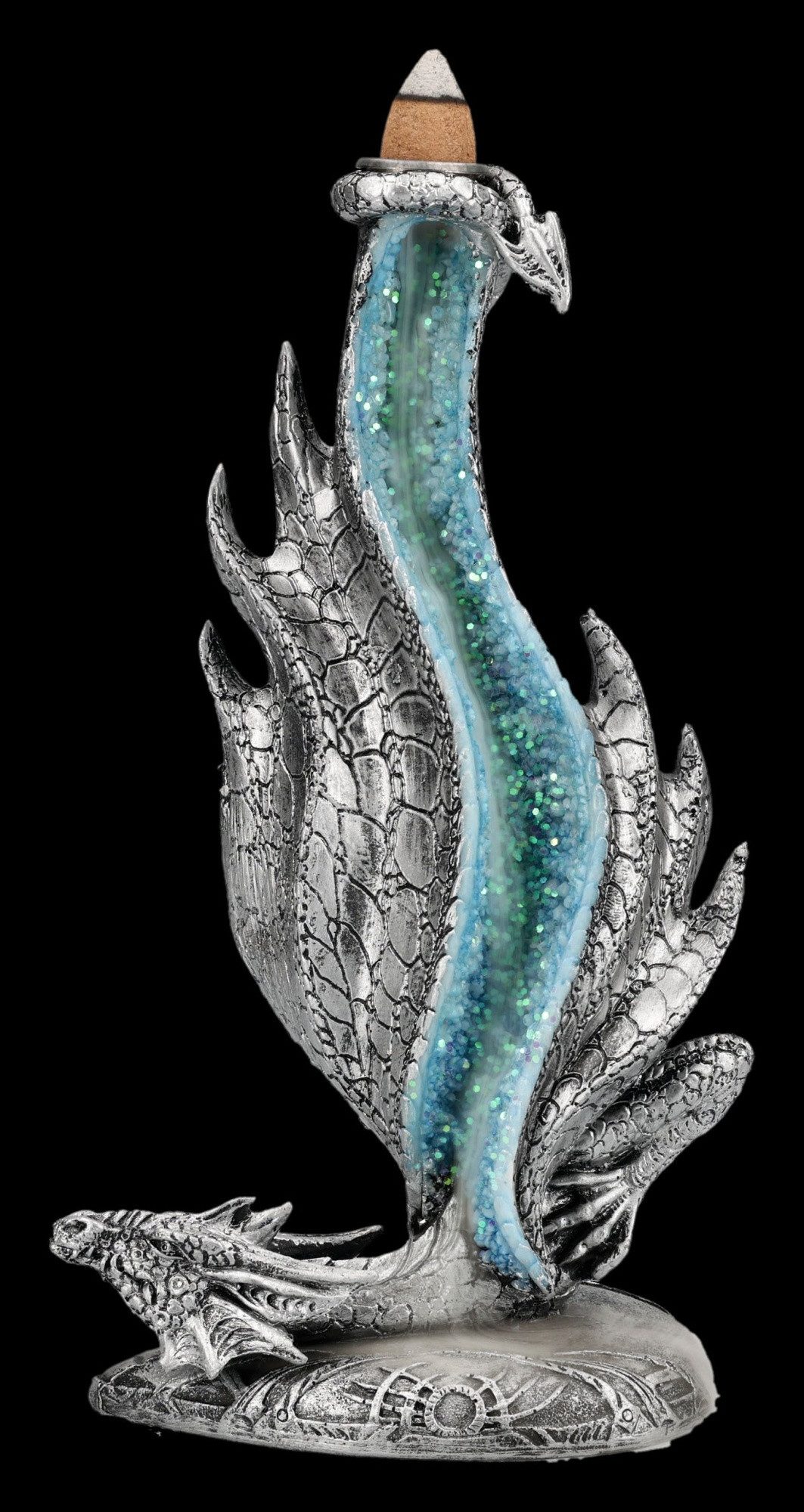 Figuren Shop GmbH Räuchermännchen Backflow Drache – Räucherhalter Figur mystische Deko 20 cm Dekoration