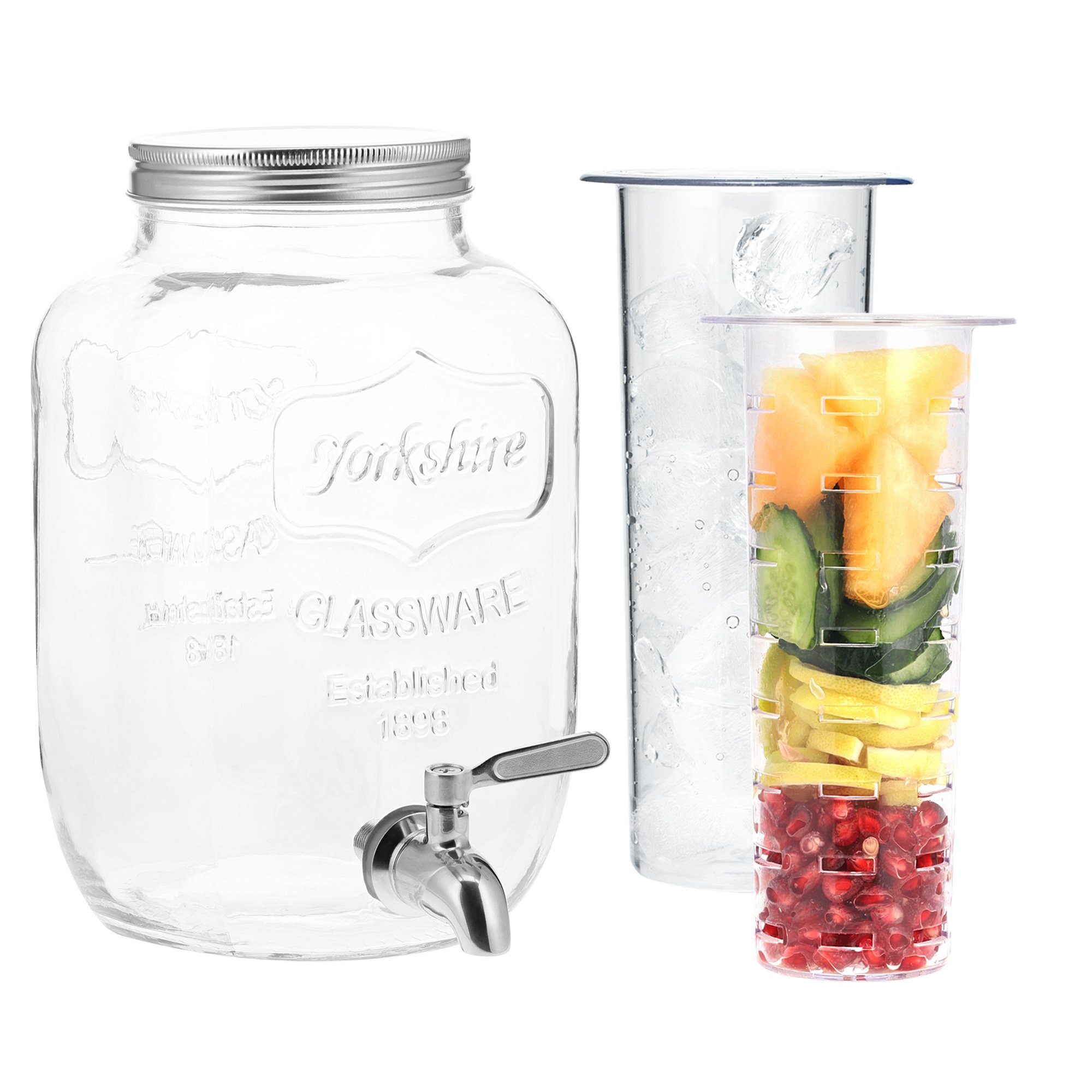 Navaris Getränkespender, 4 Liter aus Glas - mit Zapfhahn und Deckel aus  Edelstahl - Wasserspender Glasbehälter für kalte Getränke online kaufen |  OTTO