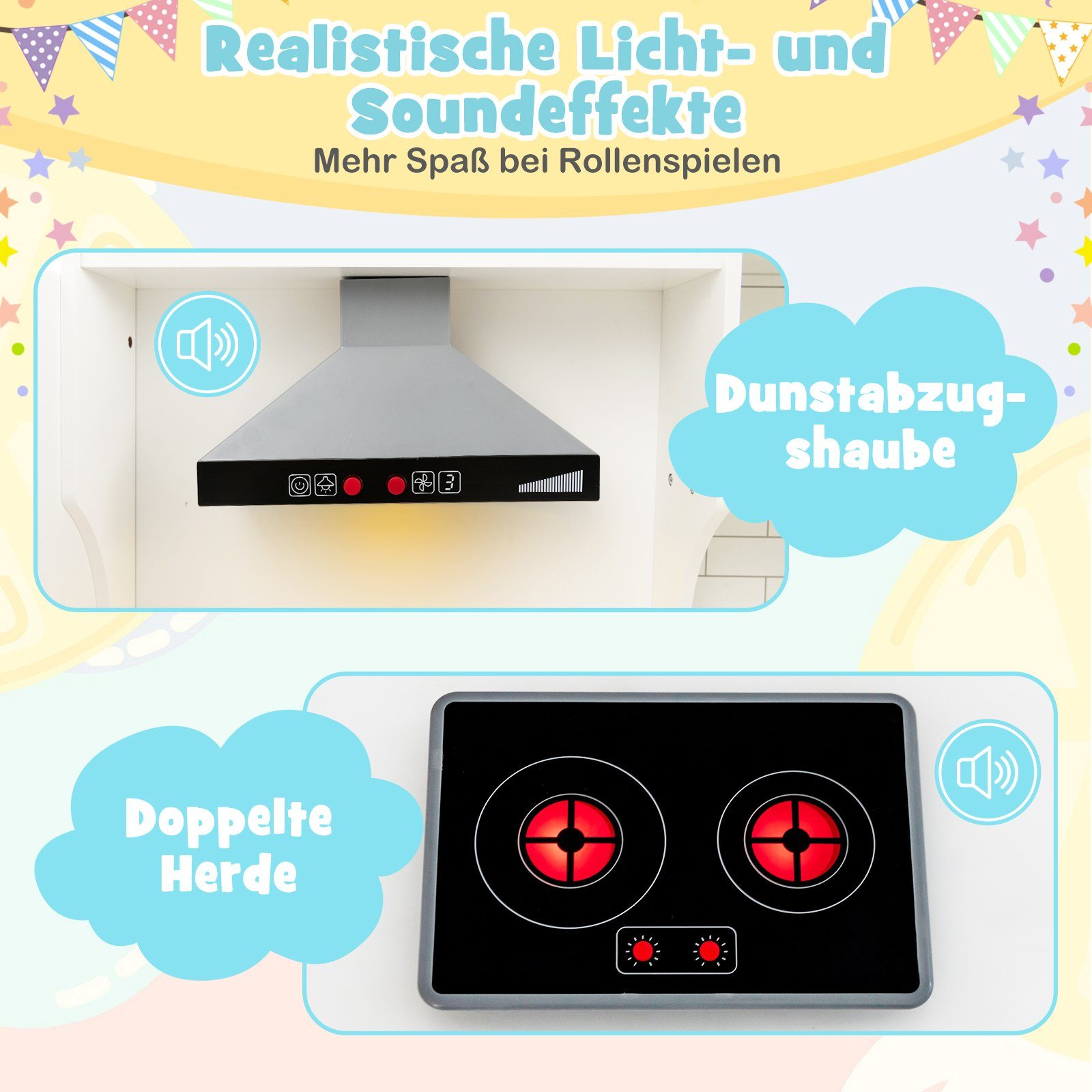 COSTWAY Spielküche Kinderküche Eck, aus Holz, ab 3 Jahren günstig online kaufen