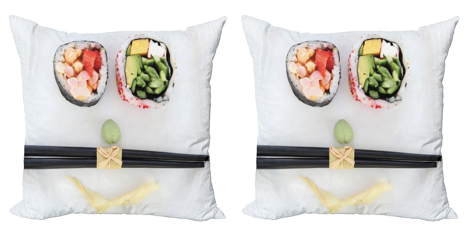 Kissenbezüge Modern Accent Doppelseitiger Foto (2 Digitaldruck, Abakuhaus Sushi Platte Lächeln Stück), Wasabi oben