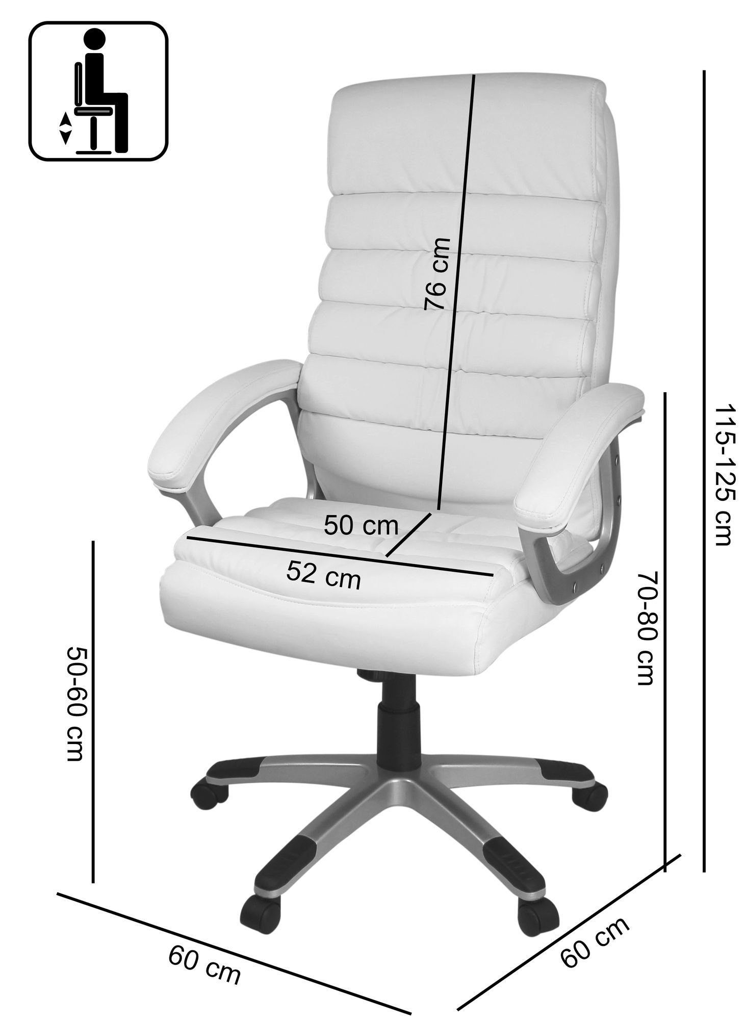Modern), SPM1.184 Bürostuhl 120 Chefsessel mit Drehstuhl (Kunstleder Armlehne Amstyle Drehbar, XXL Schreibtischstuhl Weiß, kg