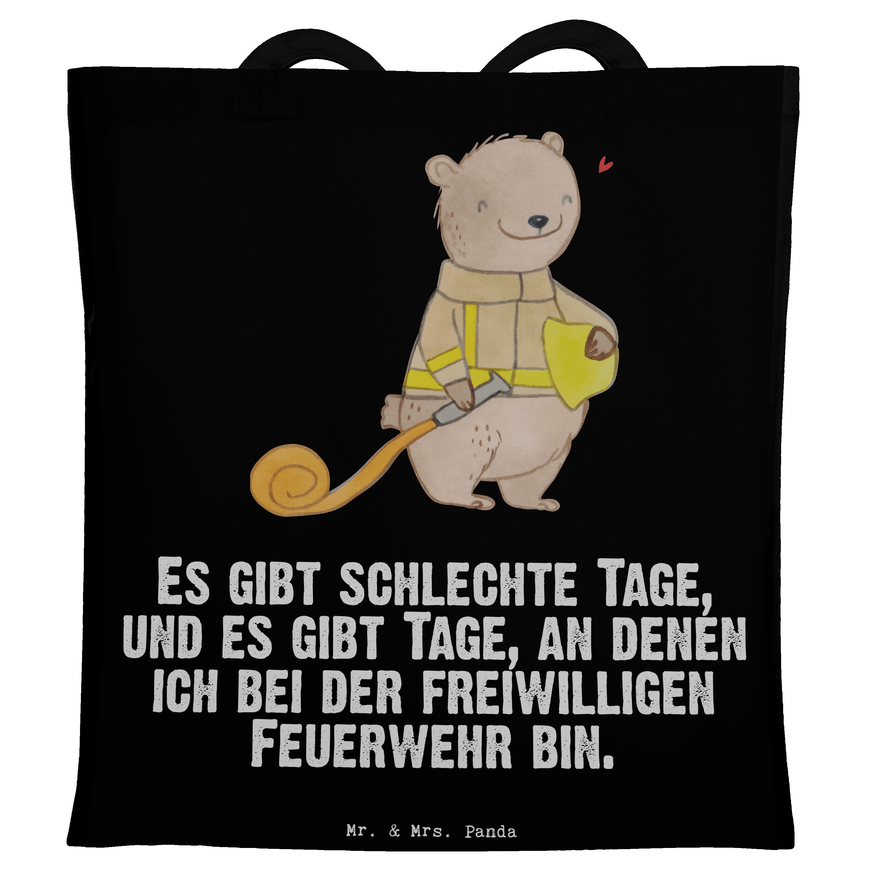 Tragetasche Beu Schwarz - Tage Panda (1-tlg) & Mrs. Feuerwehr Geschenk, Mr. Bär Stoffbeutel, - Freiwillige
