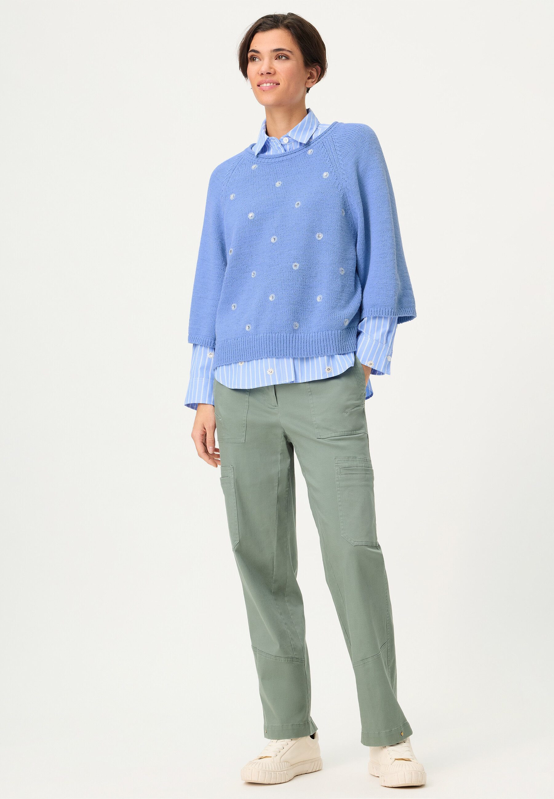 Olsen Strickpullover Pullover mit verziertem Allover-Dessin