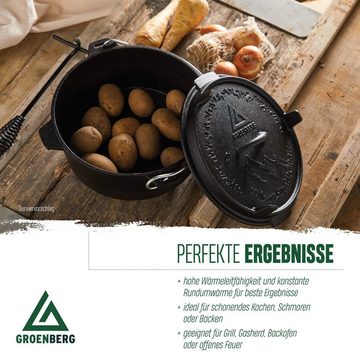 GROENBERG Grilltopf Feuertopf Askja Pot 4 L Koch Topf, Dutch Oven Camping Outdoor Gusseisen