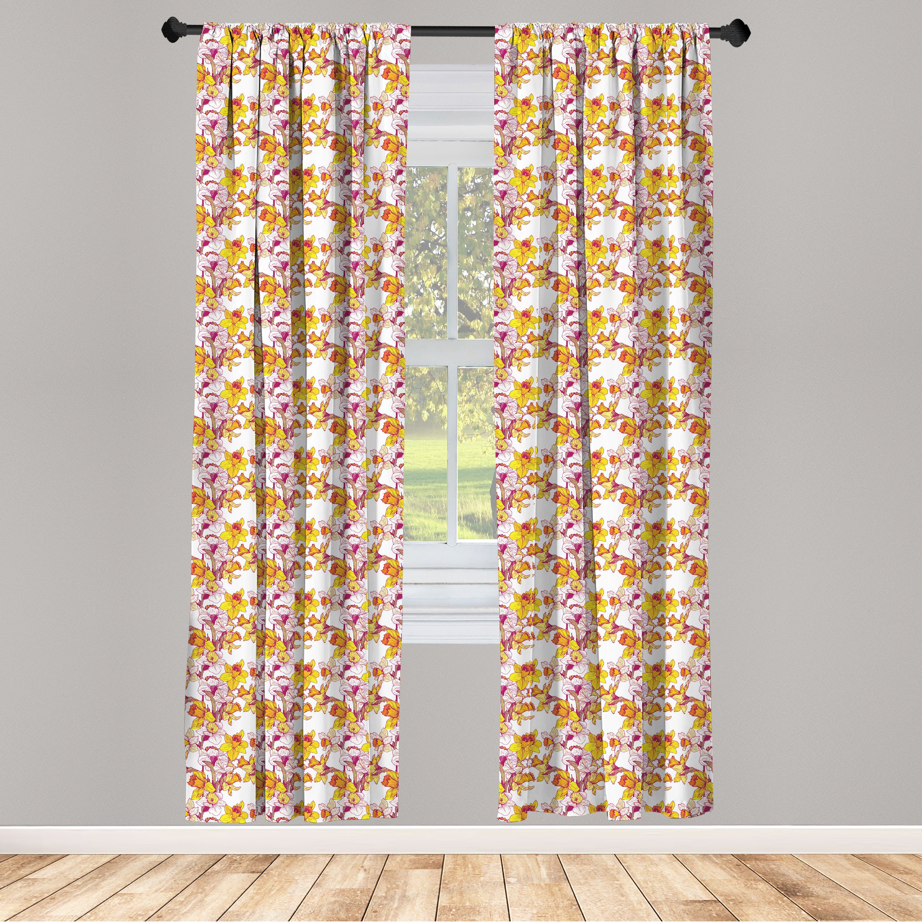 Gardine Vorhang für Wohnzimmer Schlafzimmer Dekor, Abakuhaus, Microfaser, Blumen Blumen Frühling Romantik