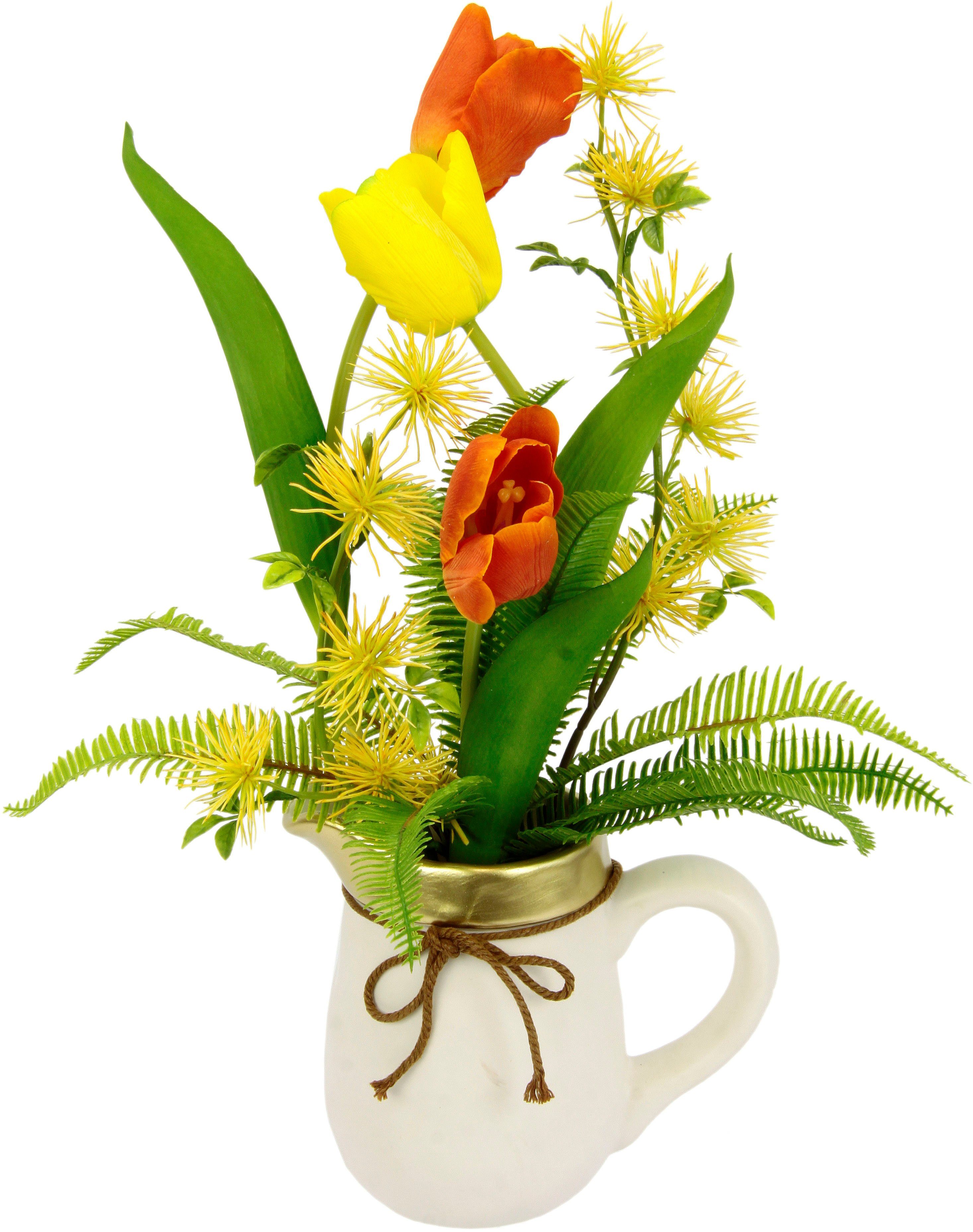 Kunstblume Arrangement Tulpen, I.GE.A., Höhe 38 cm, Krug aus Keramik