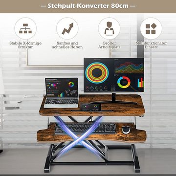 KOMFOTTEU Schreibtisch Sitz Steh Stehpult, höhenverstellbarer Schreibtischaufsatz, belastbar bis 15 kg