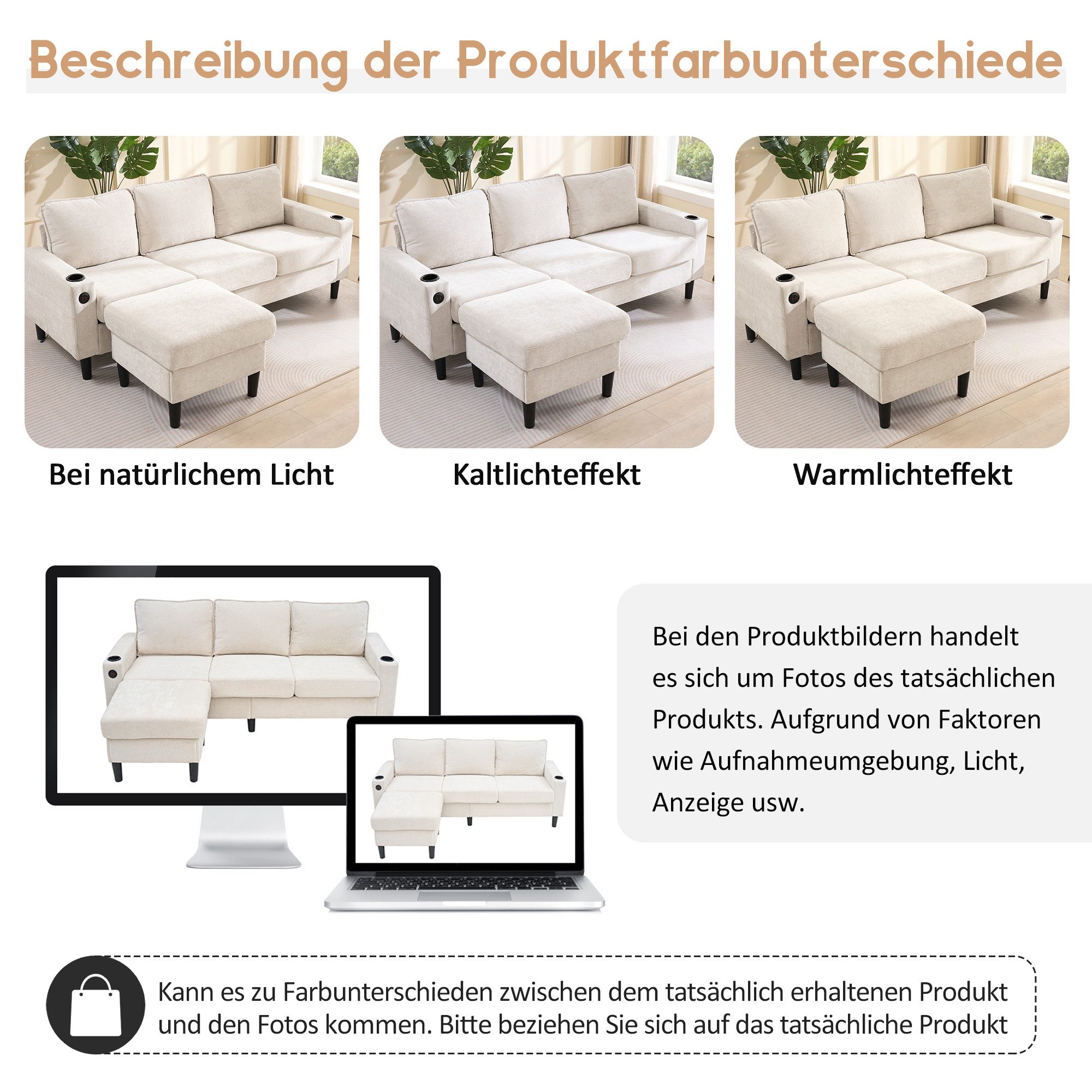 HAUSS SPOLE Schlafsofa Couch mit USB- und Typ-C-Anschlüssen, 2 Getränkehalt günstig online kaufen