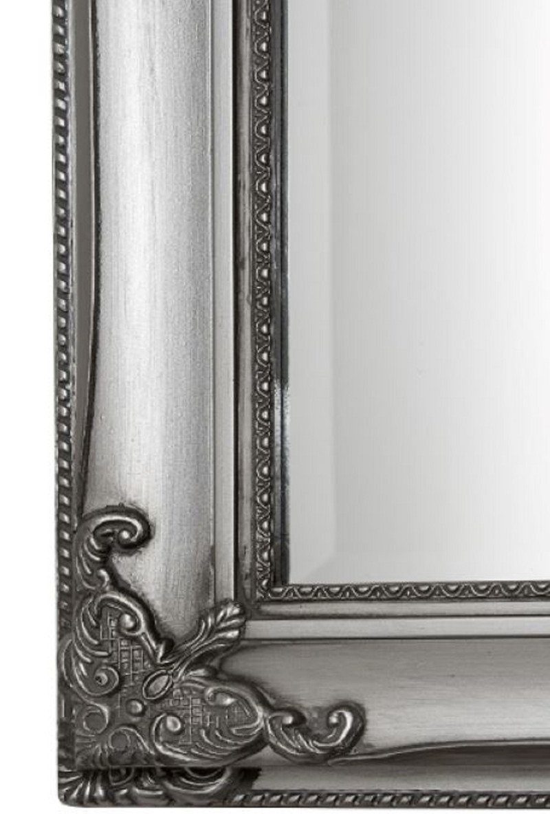 Barockspiegel Padrino Barock Barock 162 Wandspiegel x und Holzrahmen mit H. - Handgefertigter Casa Verzierungen wunderschönen cm 72 Spiegel Silber